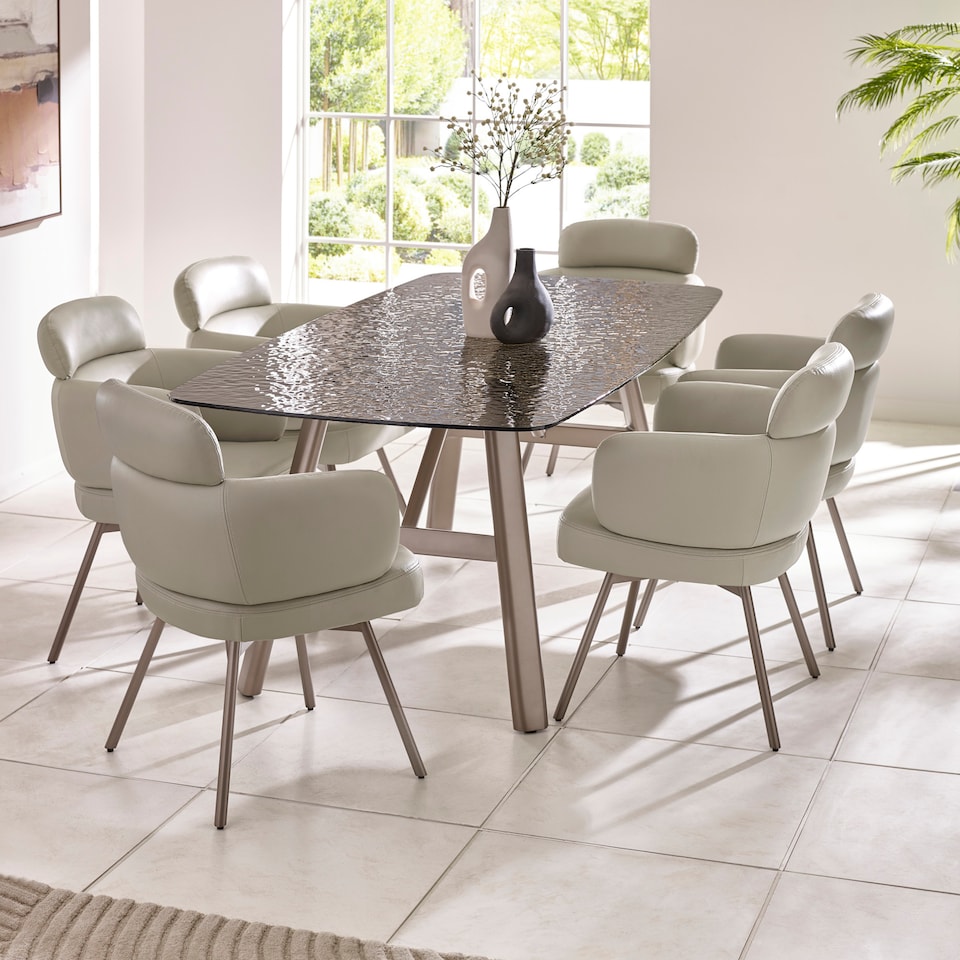 image 1 of Callisto 200cm Rectangular Smoked Bubble Glass Dining Table