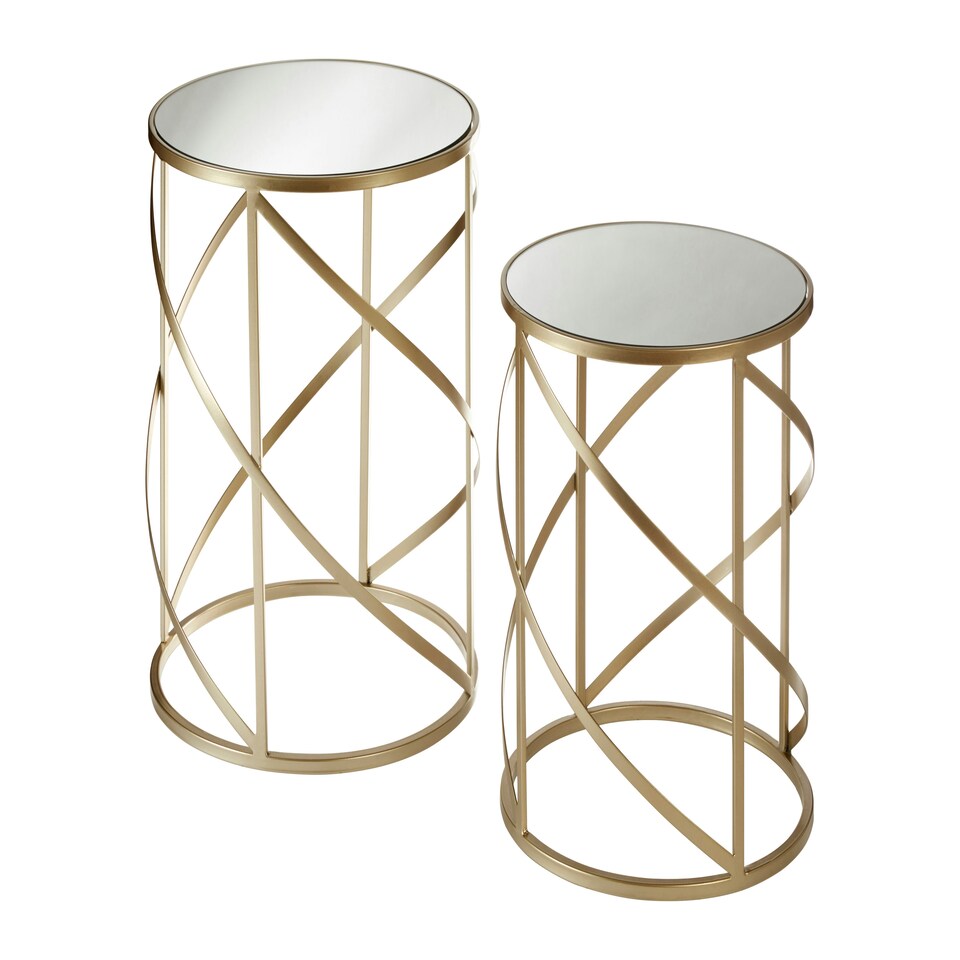 image 1 of Set Of 2 Avantis Swirl Frame Tables Gold