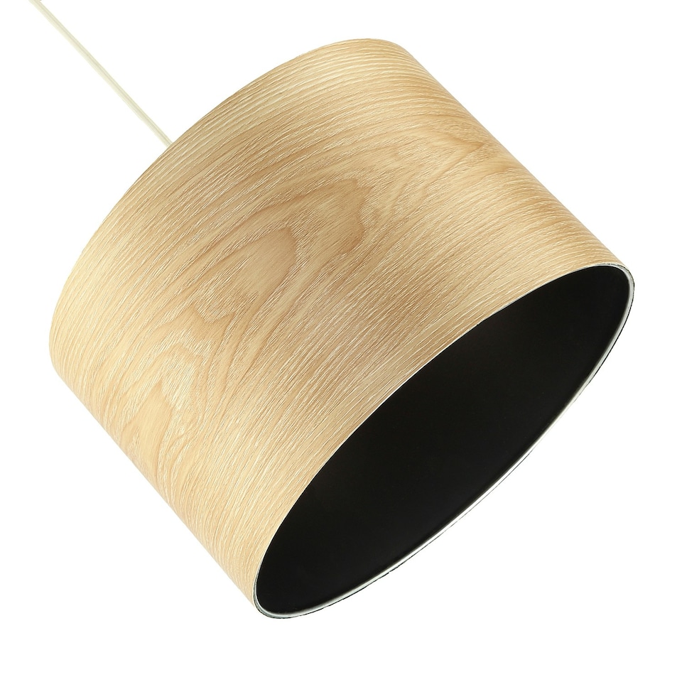 image 1 of Designer Bamboo Wood Effect Round Lamp Shade with Inner Black Lining Brown