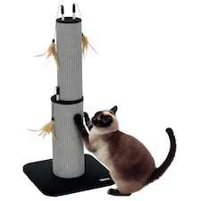 PawHut Cat Scratch Post 2-in-1 with 3 Toy Feathers, 78cm Tall, Black