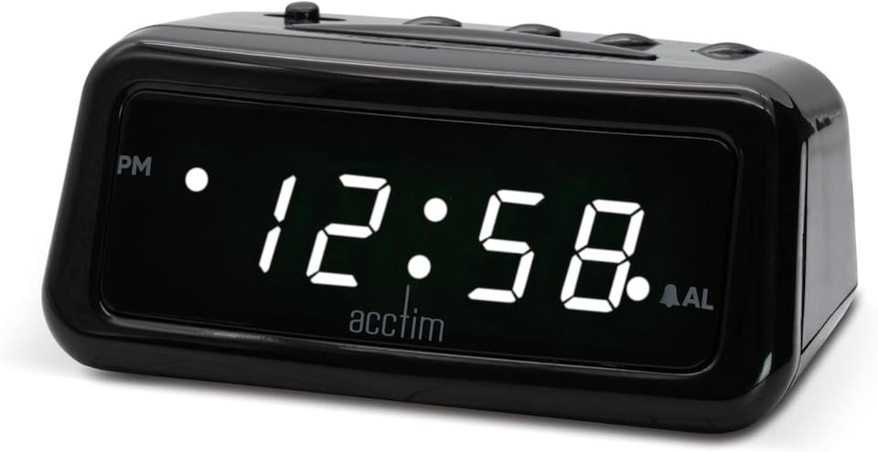 image 1 of Acctim Cory 0.6 inch LED Display USB-C Smart Connector Digital Alarm Clock | Black | Black/White