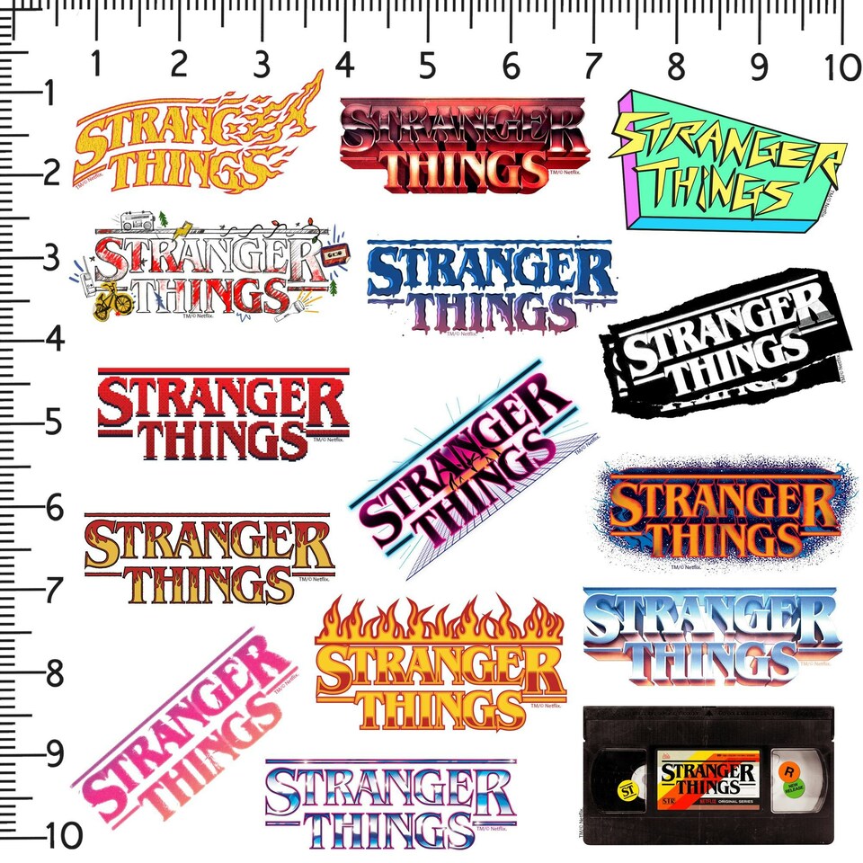image 1 of Stranger Things Deluxe Logo Stickers (Pack of 50) - Multicoloured - One Size