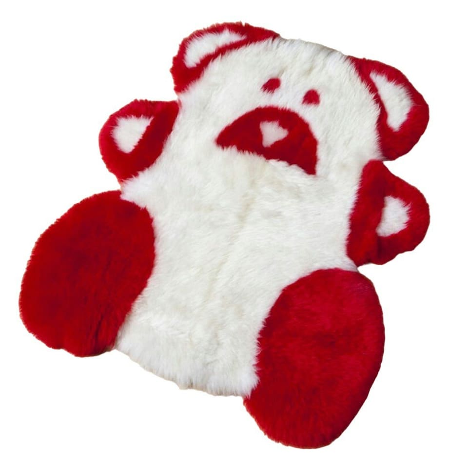 image 1 of Eastern Counties Leather Sheepskin Teddy Bear Rug - Red - One Size