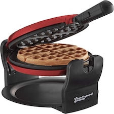 Cooks Professional Rotary Belgian Waffle Maker Machine with Non-Stick Plates & Drip Tray | Red