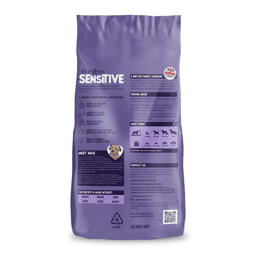 image 1 of Burgess Sensitive Senior Dog Food with Turkey - 2KG