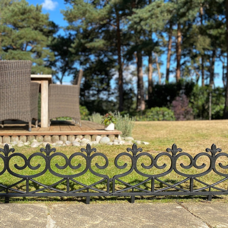 image 1 of Fleur de Lys Black Plastic Garden Lawn Edging (60cm x 32cm) - 20 Panels