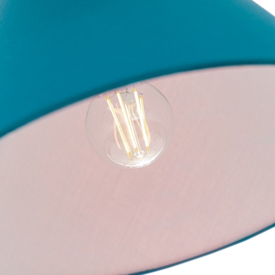 image 1 of 10 Inch Vivid Teal Cotton Coolie Shade for Table Lamp or Pendant | Blue