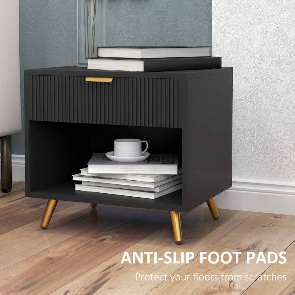 image 1 of HOMCOM Small Table With Drawer, Open Compartment and Handle, Black