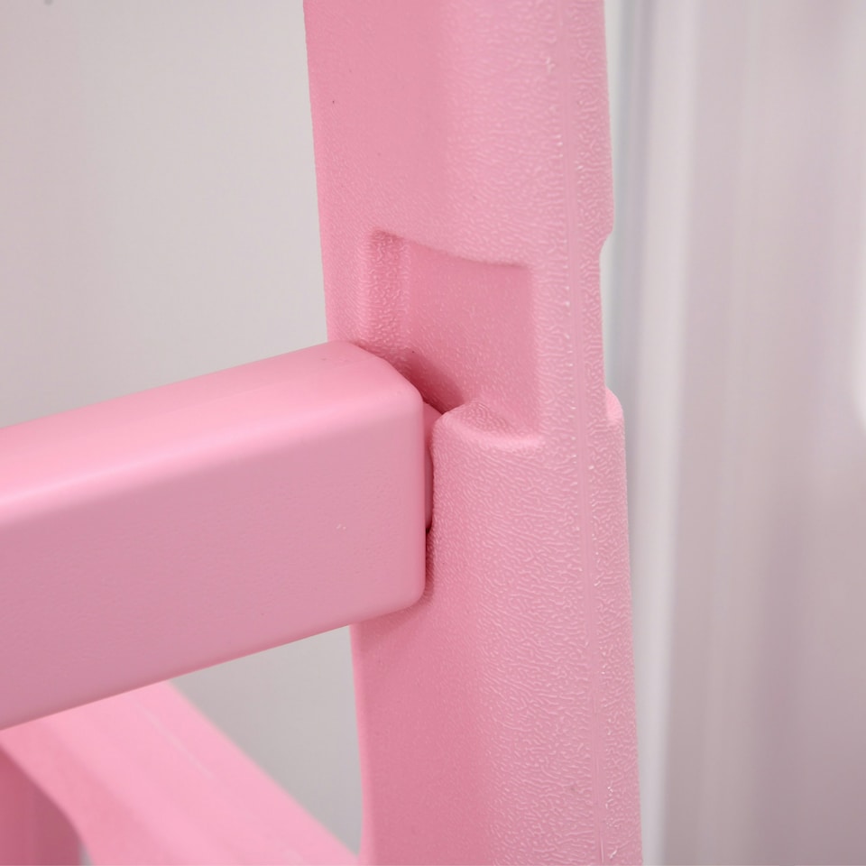 image 1 of HOMCOM Kids Step Stool, Adjustable Standing Platform, Toddler Kitchen Stool Pink