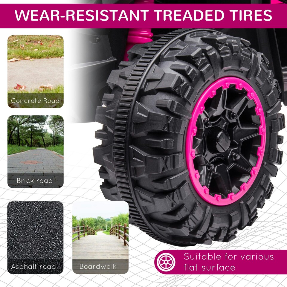 image 1 of HOMCOM 12V Electric Quad Bikes for Kids Ride On Car ATV Toy for 3-5 Years Pink