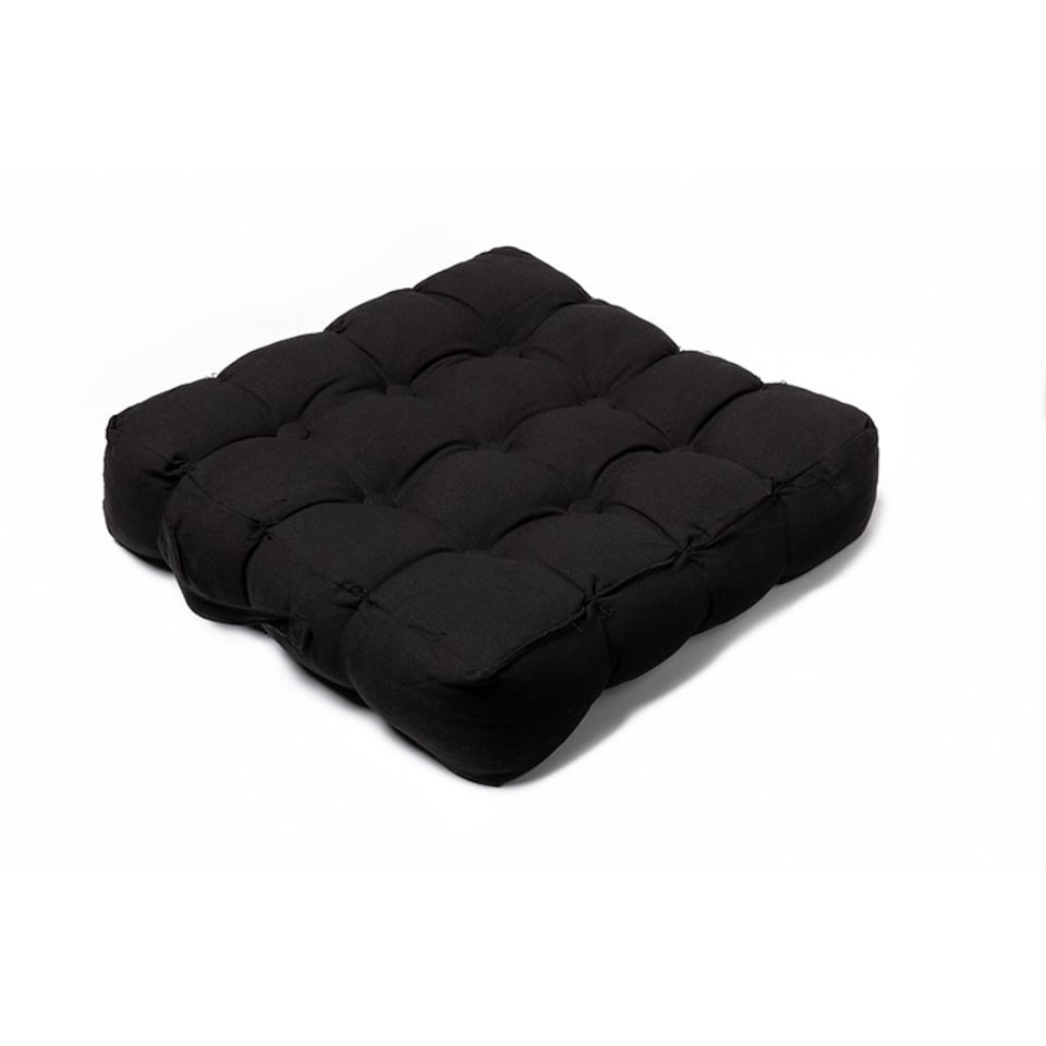 image 1 of Quilted Button Seat Pad Cushion Booster 100% Cotton Cover 45cm Square Brown