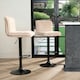 image 7 of OHS 2 x Faux Fur Ribbed Swivel Height Adjustable Counter Bar Stools Black