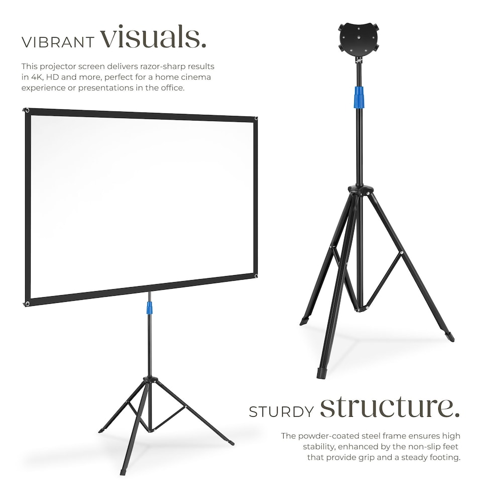 image 1 of Cinema Projector Screen with Foldable Tripod, 16:9, 4K, HD | White | white | XL | 1