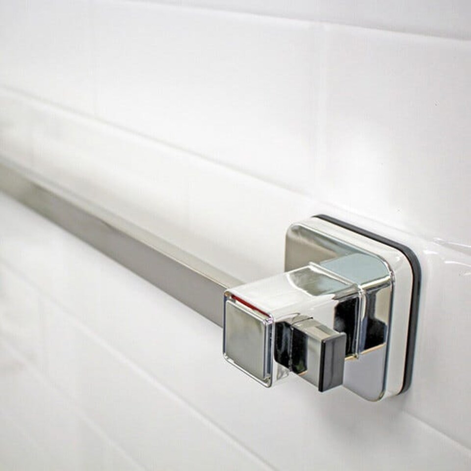 image 1 of Showerdrape Pushloc Stainless Steel Suction Wall Mounted 43cm Towel Rail | Silver | Chrome | 1
