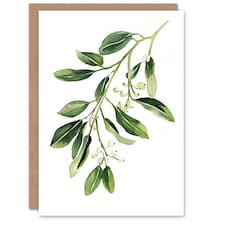 Mistletoe Branch Soft Bright Blank For Him Or Her Art Xmas Festive Christmas Card