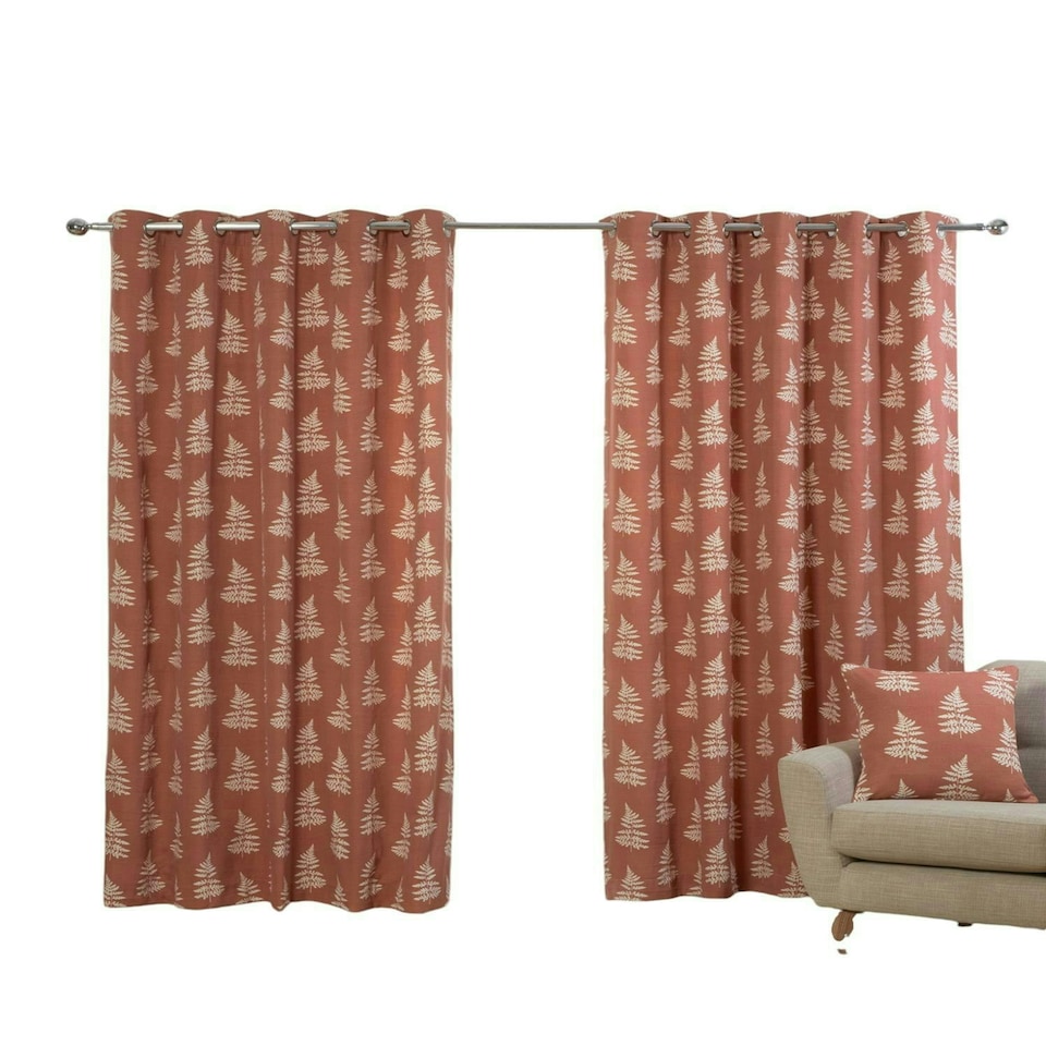 image 1 of Esher Eyelet Curtains - Orange - 168cm x 137cm