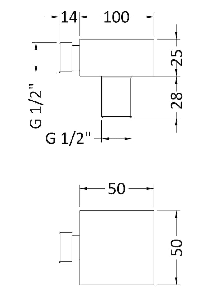 image 1 of Balterley Bathroom Modern Square Shower Outlet Elbow for Wall Mounted Showers