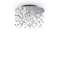 Neve  12 Light  Large Semi Blown Glass Bubbles Flush Ceiling Pendant Chrome, G9