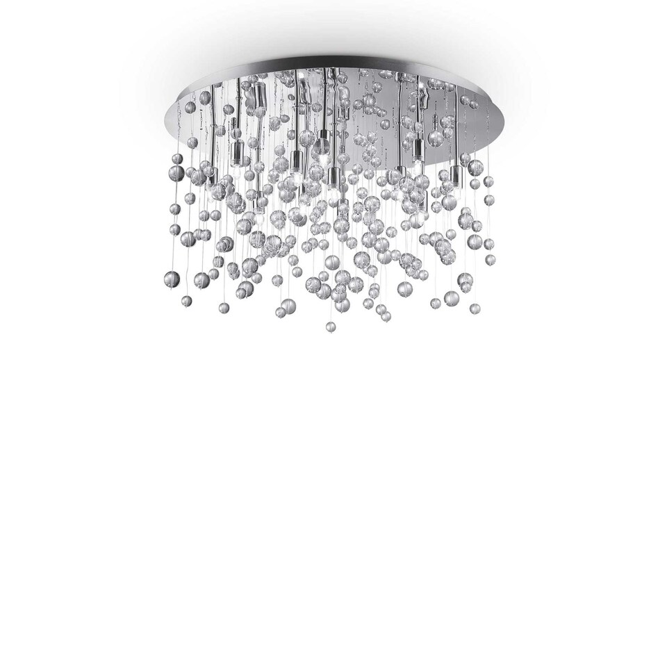 image 1 of Neve  12 Light  Large Semi Blown Glass Bubbles Flush Ceiling Pendant Chrome, G9