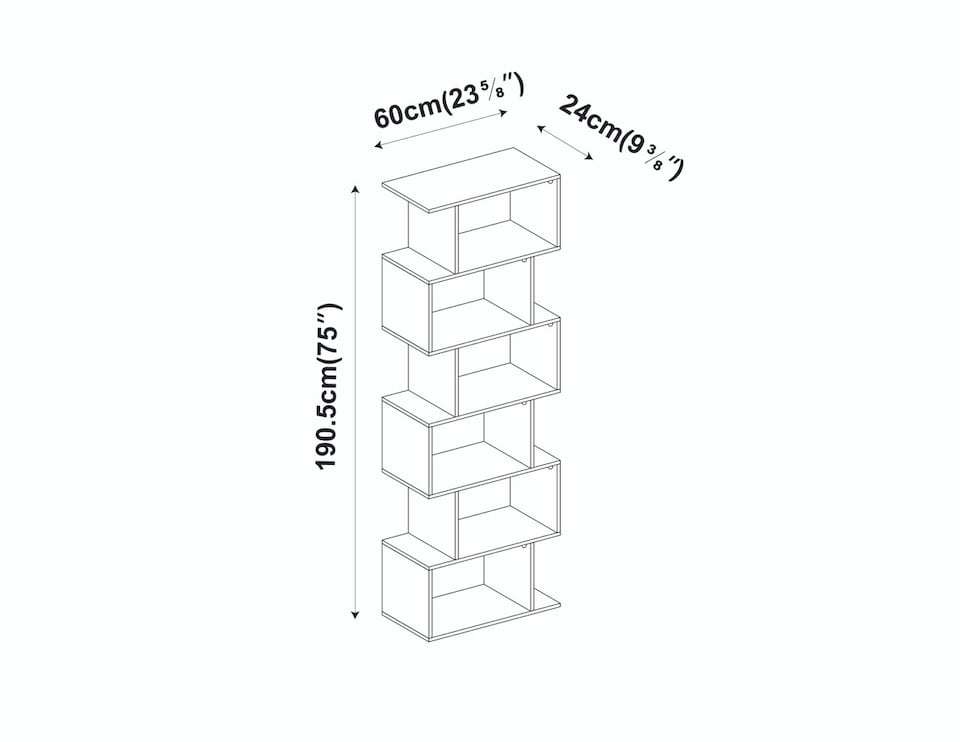 image 1 of Geometry S-Shaped 6 Tier Shelving Unit | White | 1