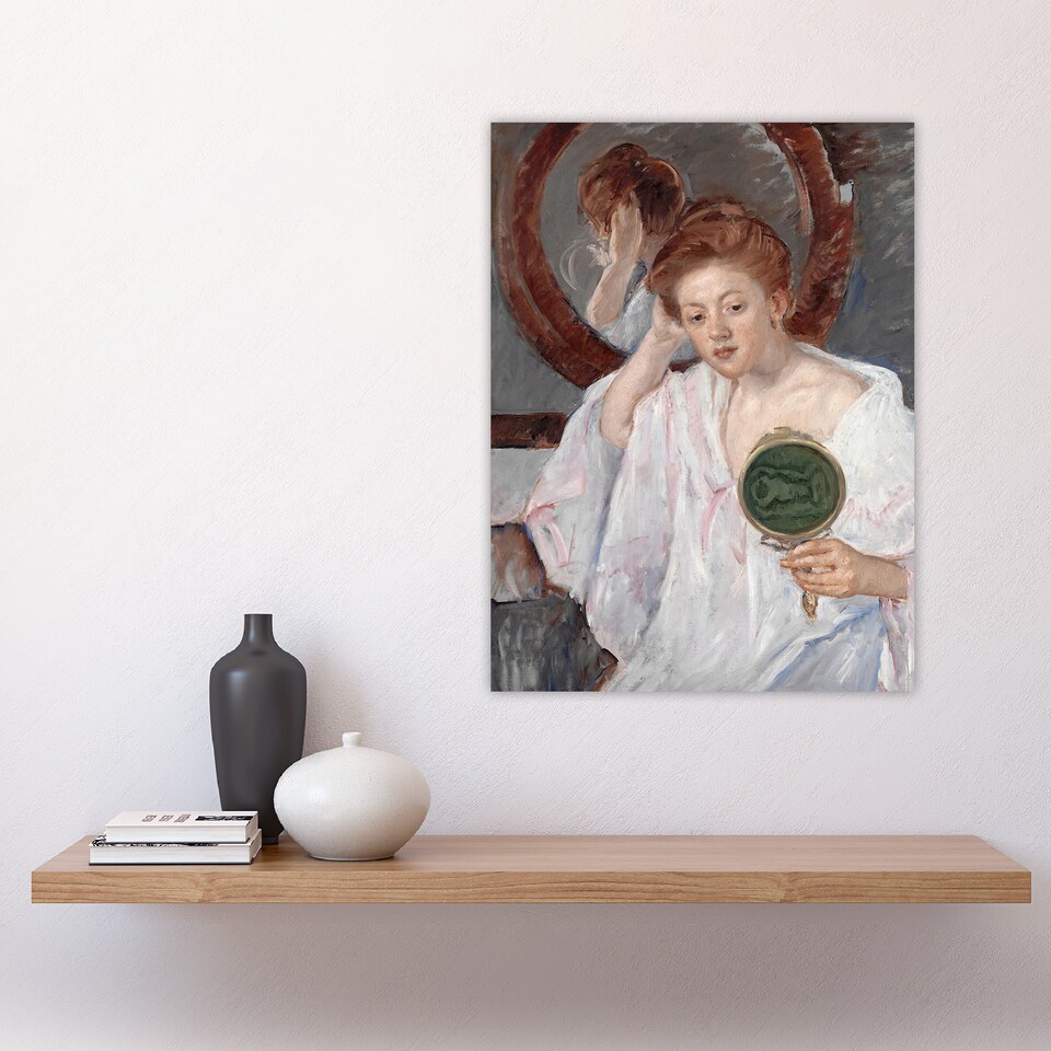 image 1 of Denise at Her Dressing Table Cassatt Vintage Huge Wall Art Print 18X24 In