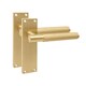 image 3 of Golden Grace 6 Pairs Victorian T-Bar Linear Design Door Handle on Backplate Satin Brass with 2.5" Latch & Hinges - 150mm x 40mm