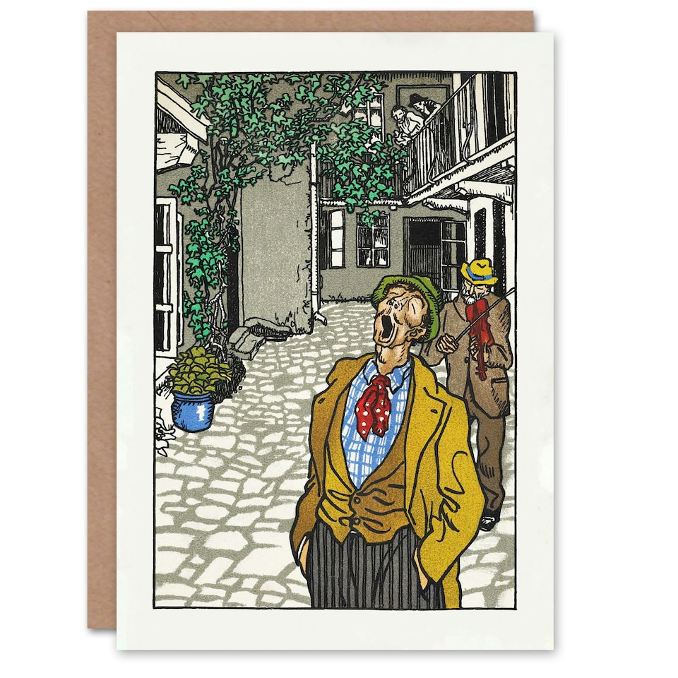 image 1 of Moriz Jung Art Card Naturally Gifted Singer Serenade Painting