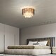 image 9 of HOMCOM Chandelier Ceiling Light, 3-Light Vintage Flush Mount Fixture with Dual Crystal and Smoke Glass Shade, LED Ceiling Light for Living Room Bedroom, 3 E27 Sockets, Bulbs Not Included, Gold Tone