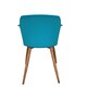 image 5 of Single Eden Modern Dining Chair, Faux Leather Padded Cushion & Solid Wooden Legs Blue