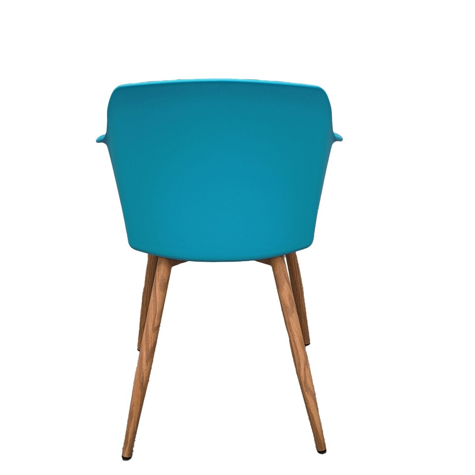 image 1 of Single Eden Modern Dining Chair, Faux Leather Padded Cushion & Solid Wooden Legs Blue