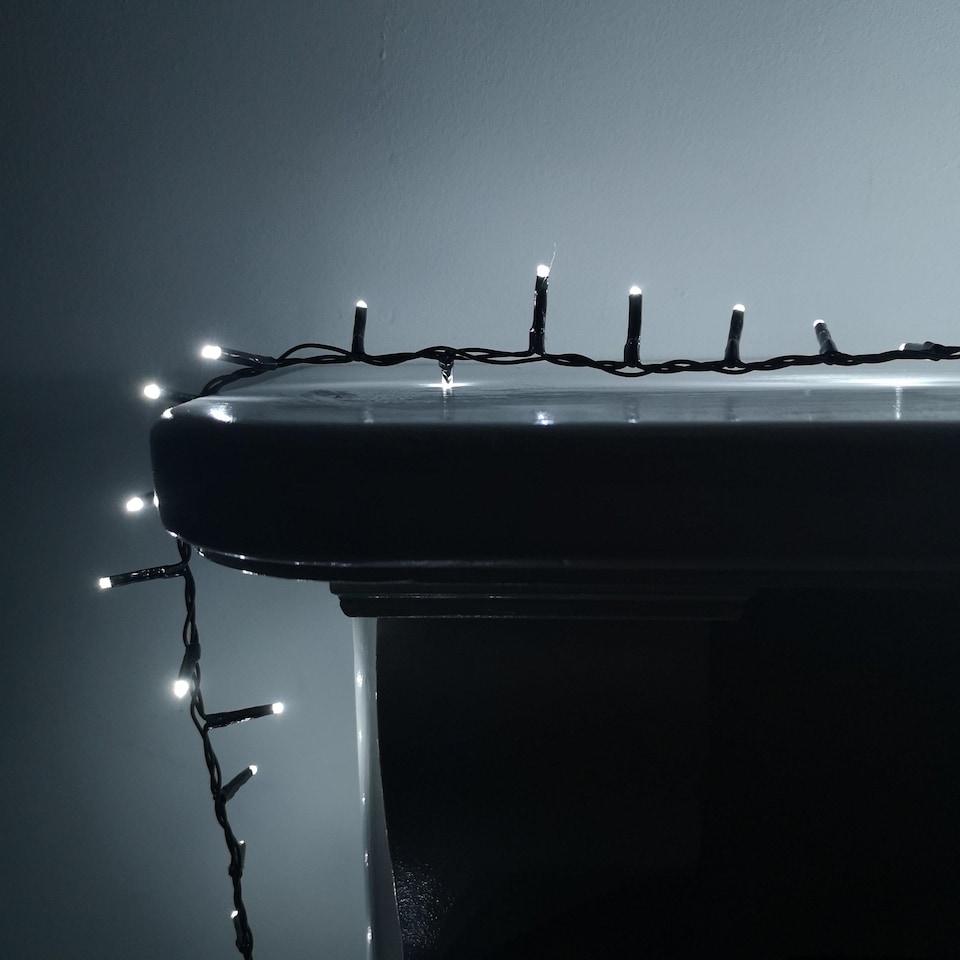 image 1 of 1500 LED 37.5m Indoor Outdoor Christmas Multi Function Mains Operated String Lights with Timer in Cool White