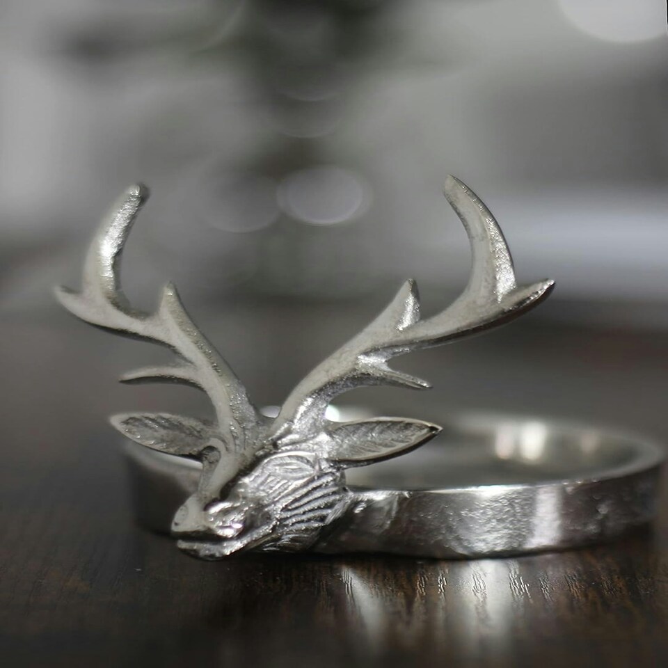 image 1 of Marco Paul 15cm Silver Stag Head Candle Holder Silver