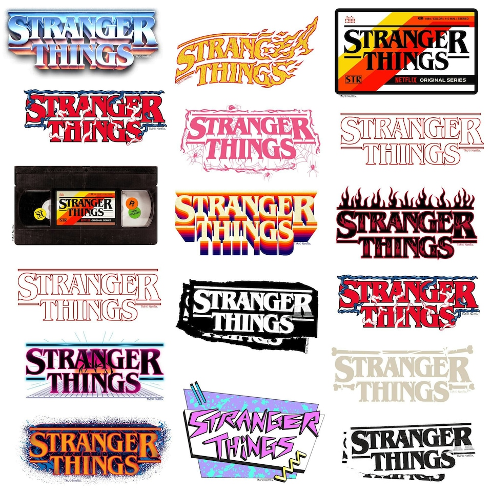 image 1 of Stranger Things Deluxe Logo Stickers (Pack of 50) - Multicoloured - One Size