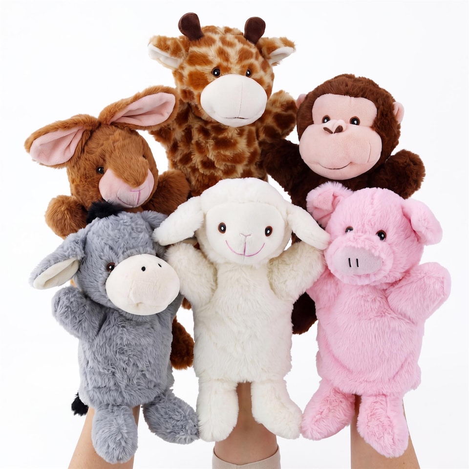 image 1 of The Magic Toy Shop Animal Hand Puppets Set of 6 Storytelling Kids Toys