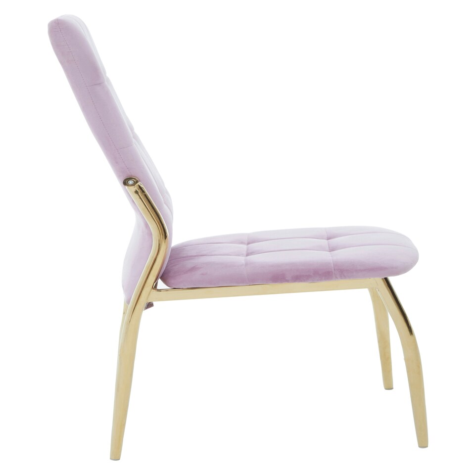 image 1 of Interiors by Premier Pink Velvet Dining Chair, Modern Dining Accent Chair, Pink & Gold Velvet Upholstered Dining Chair for Home