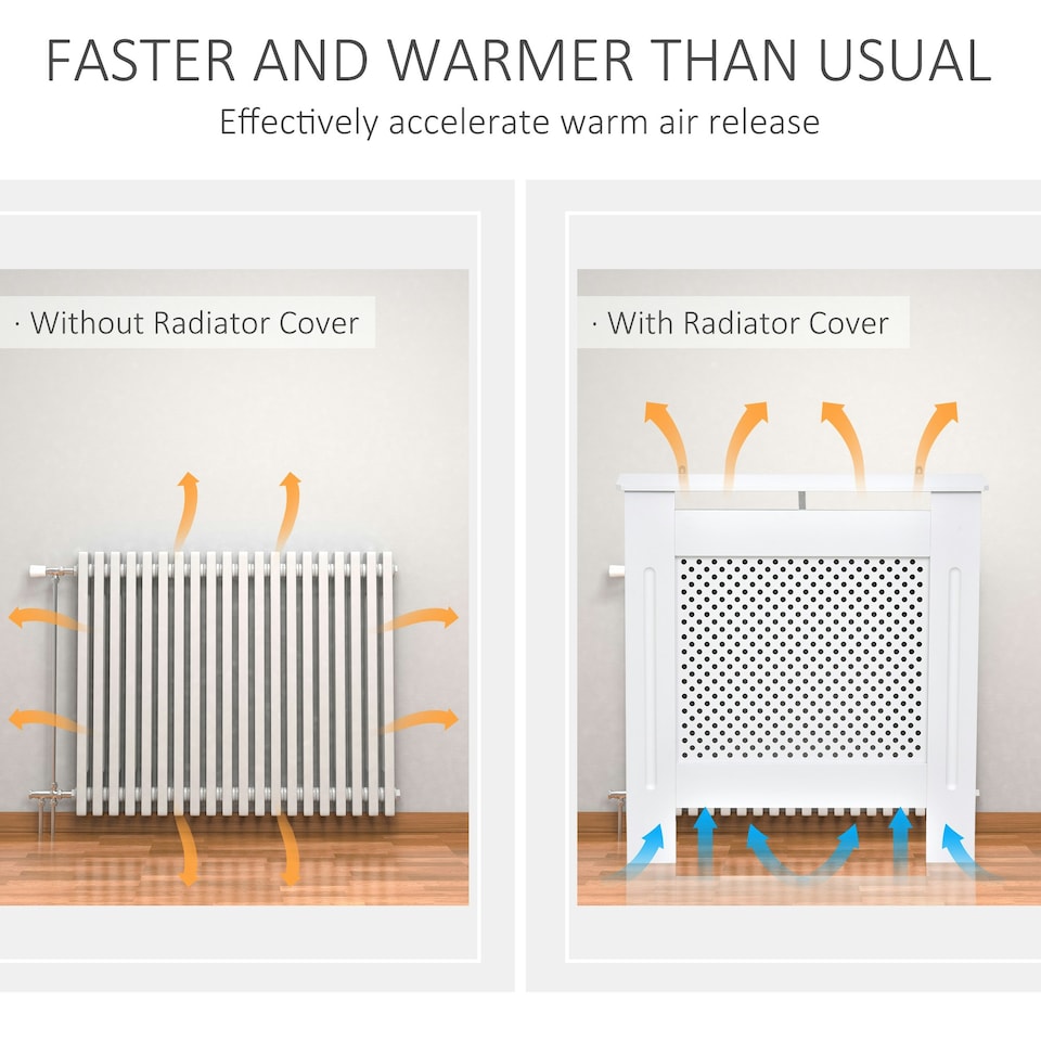image 1 of HOMCOM Radiator Cover Heating Cabinet Solid MDF Small Sized White Modern Home