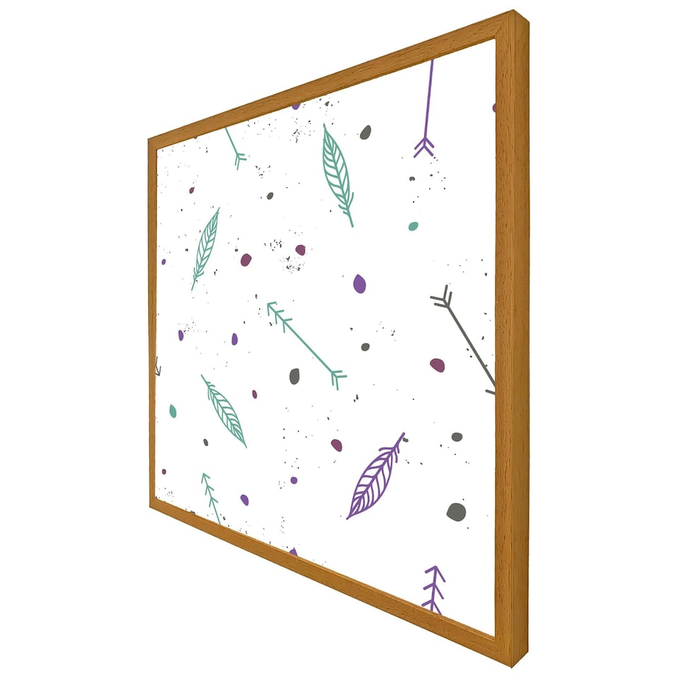 image 1 of Cute cartoon pattern with feathers and arrows in boho style (Picutre Frame) Black | XS