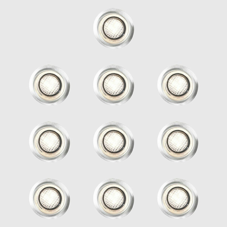 image 1 of ValueLights Decking Lights 10 Pack Silver Outdoor Decking Light Extension Warm White 40mm