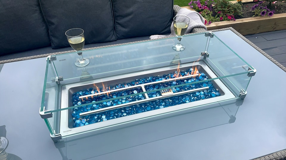 image 1 of The Conwy 8 Seat Corner Gas Firepit Rattan Dining Set