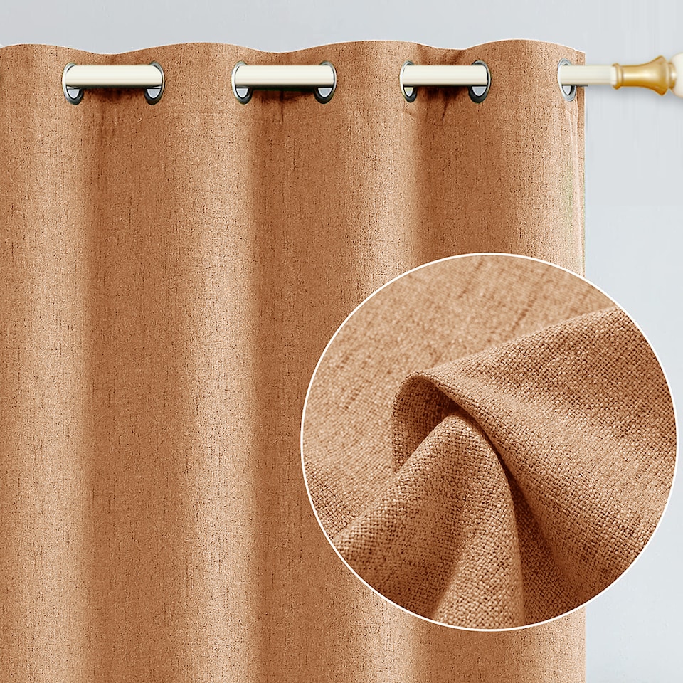 image 1 of Orange Lined Blackout Eyelet Curtains - 46 x 63 Inch Drop - 2 Panel | Orange | One Size