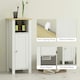 image 5 of kleankin Narrow Bathroom Storage Cabinet with Open Shelf, White White