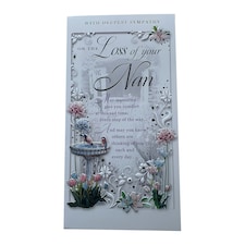 Loss of Nan Birdbath Fountain Design Sympathy Opacity Card