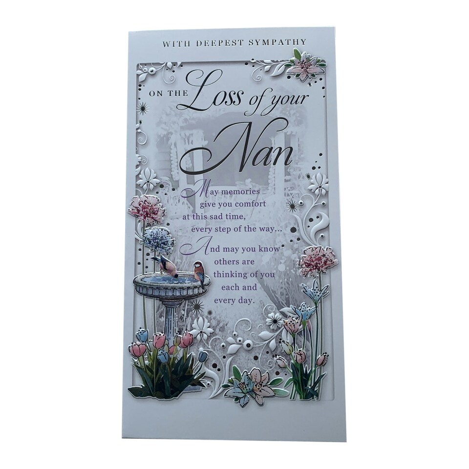 image 1 of Loss of Nan Birdbath Fountain Design Sympathy Opacity Card