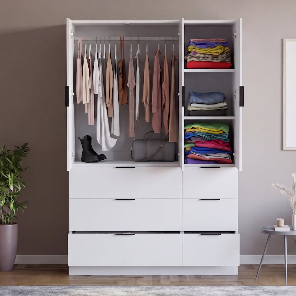 Vida Designs Trega Tall 3 Door 4 Drawer Large Wardrobe Storage Unit ...