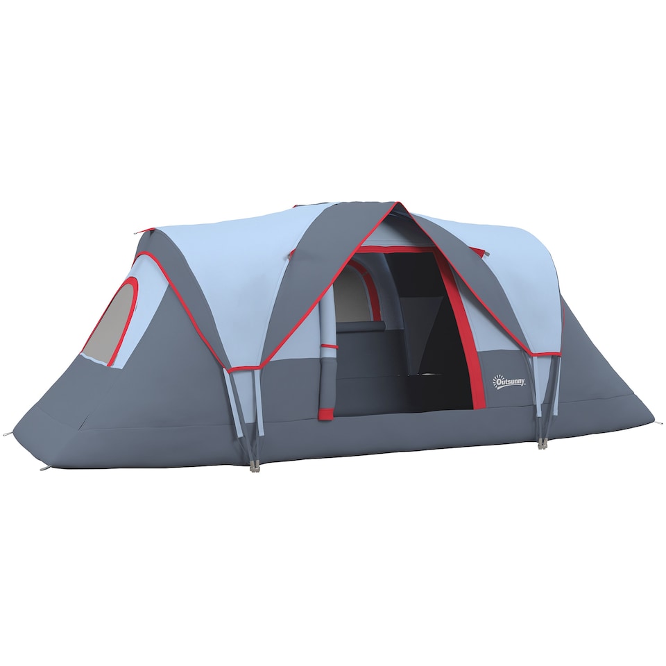 image 1 of Outsunny Outdoor  Camping Tent For 5-6 with Bag, Fibreglass & Steel Frame