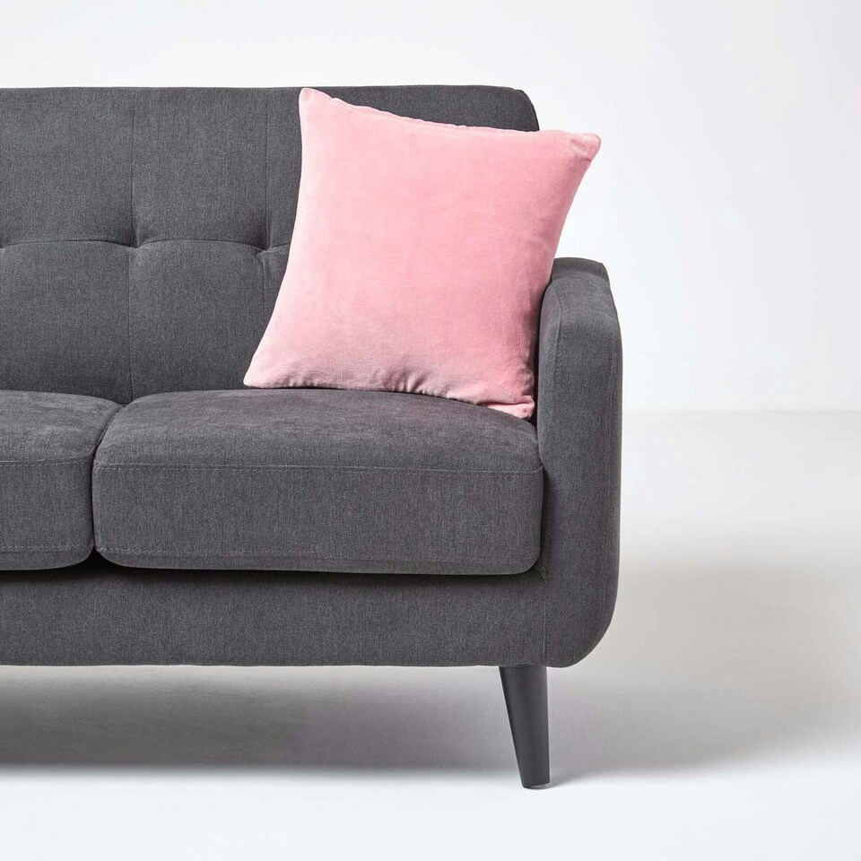 image 1 of Homescapes Pink Velvet Cushion Cover - 40 x 40 cm Pink