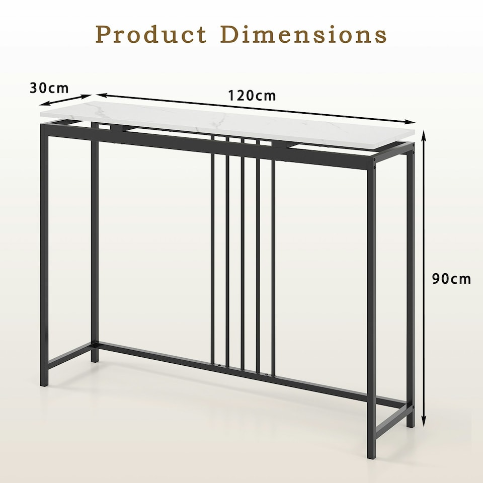image 1 of COSTWAY 120cm Console Table Faux Marble Sofa Side End Table White Black