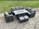 image 3 of Fimous Wicker Rattan Garden Furniture Set with Fire Pit Table 8 Seater Outdoor Lounge Sofa Set Dark Grey Mixed