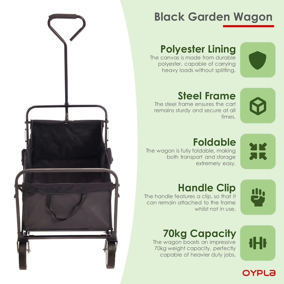 image 1 of Oypla Black Heavy Duty Foldable Garden Festival Trolley Folding Cart Wagon Truck Wheelbarrow