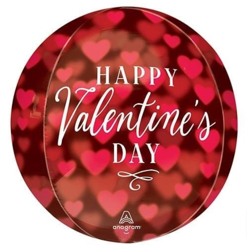 image 1 of Happy Valentine's Day Romantic Glow Hearts Orbz Foil Helium Balloon 38cm / 15 in